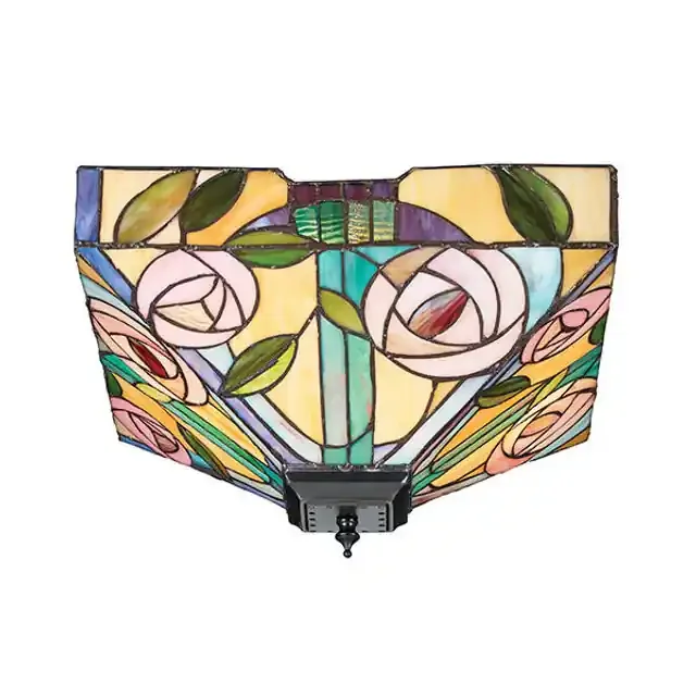 Willow 2 Light Dark Bronze Medium Tiffany Flush Ceiling Light