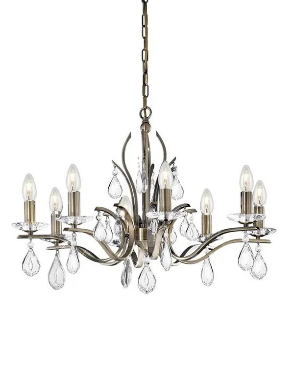 Willow 8 Light Bronze with Crystal Drops Pendant Light