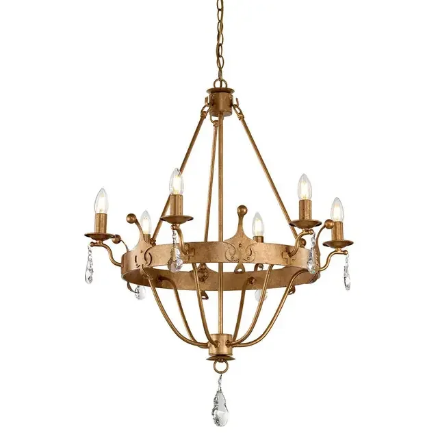 Windsor 6 Light Gold Patina with Opal Diffuser Chandelier