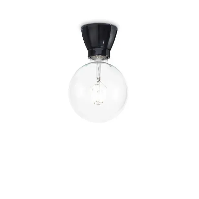 Winery PL1 Black with Clear Sphere Diffuser Semi Flush Ceiling Light