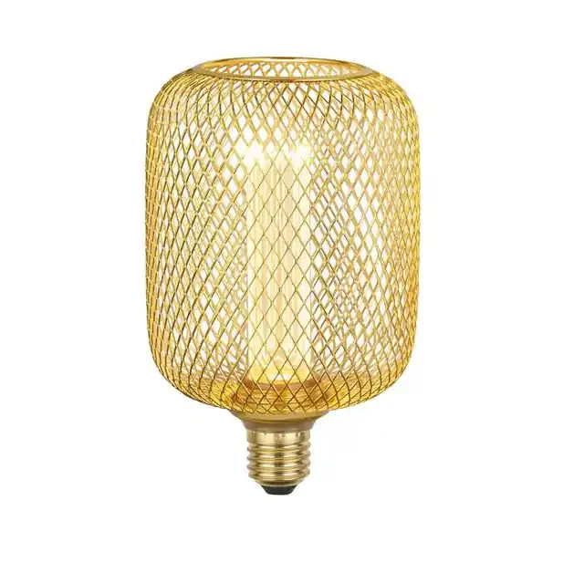 Wire Mesh Gold Drum Lamp