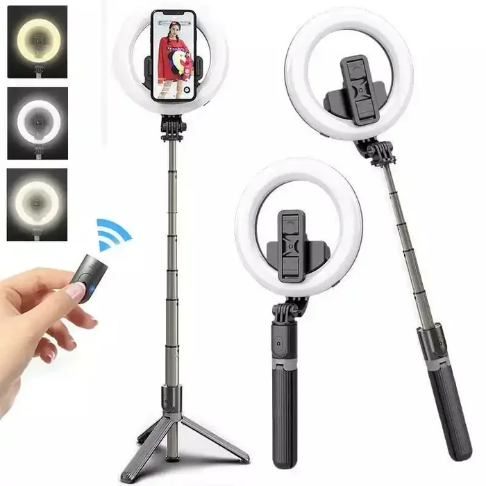Wireless Bluetooth LED Ring Light In UK – With Stand Phone holder, IP44 Waterproof, Chargeable Selfie Stick, Foldable, Adjustable, Portable Ring Light