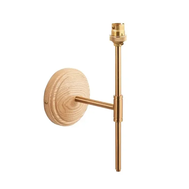 Wood T Bar Brushed Aged Brass Bracket Only Wall Light