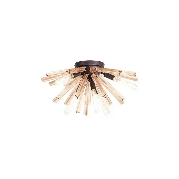 Woxsall 585 Glass Flush Ceiling Light – Brown Oxide and Champagne Glass – Online Lighting