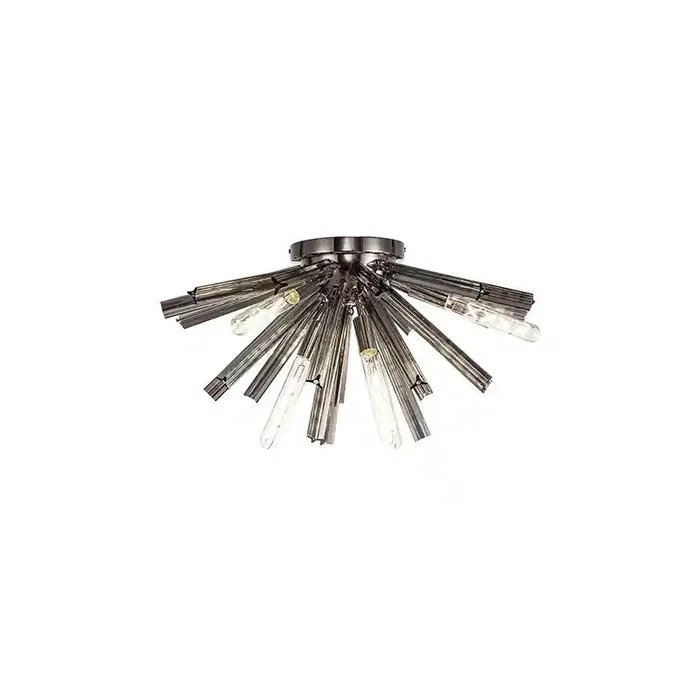 Woxsall 585 Glass Flush Ceiling Light – Polished Nickel and Smoked Glass – Online Lighting