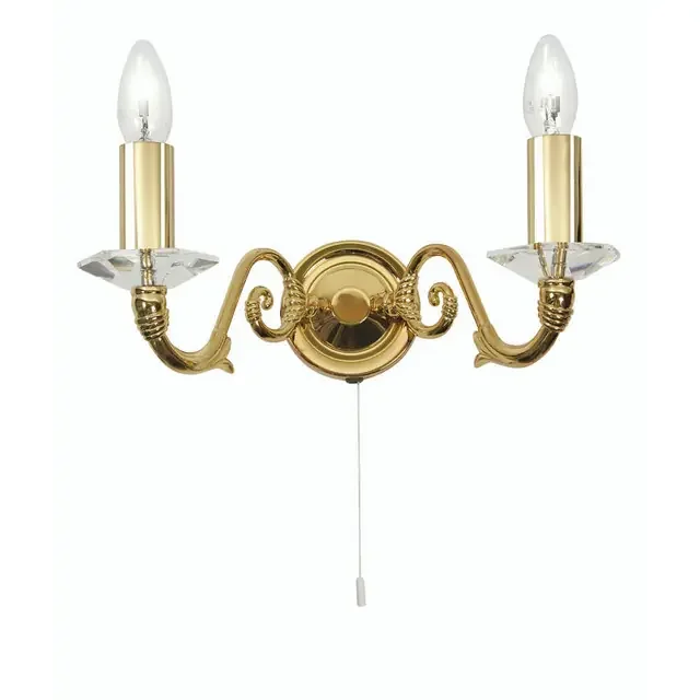 Wren 2 Light Gold with Crystal Wall Light