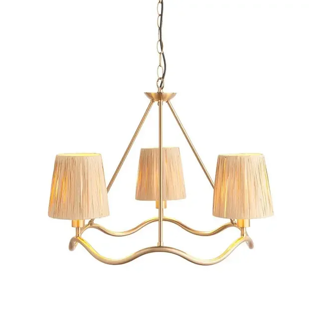 Wriggle 3 Light Brushed Aged Brass with Tapered Shades Pendant Light