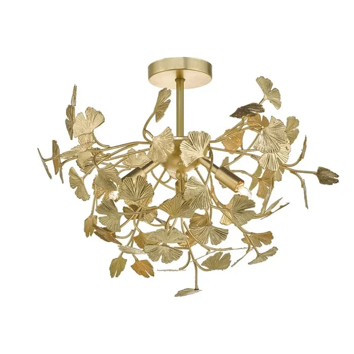 Yadira Gold Leaf Effect Decorative 4 Lamp Semi Flush Light