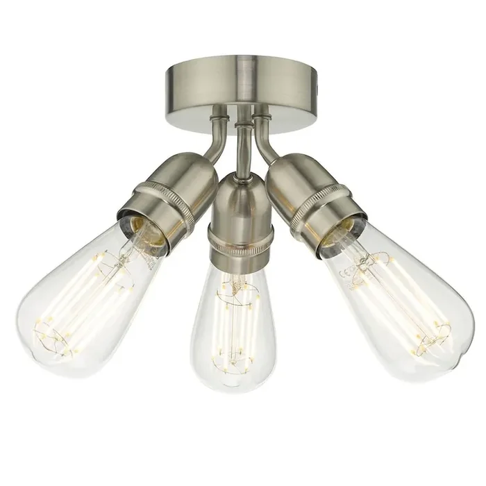 Yao Satin Nickel Vintage 3 Lamp Semi Flush 18cm