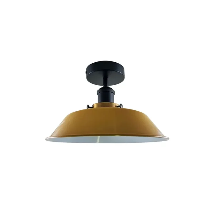 Yellow Bowl Industrial Ceiling Light – Flush Mounted