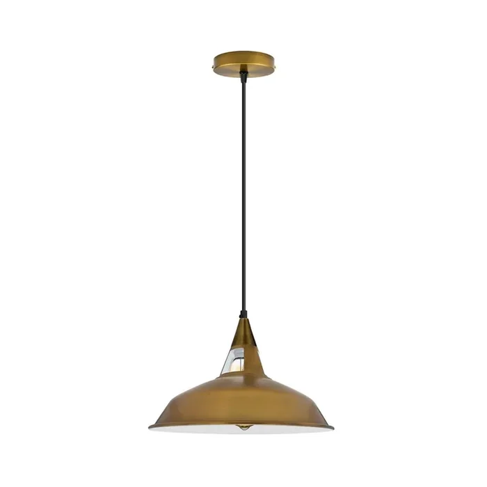 Yellow Brass Barn Style Industrial Pendant Light – Without Chain