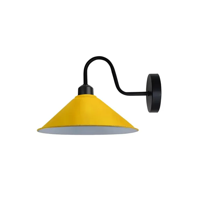 Yellow Cone Retro Swan Neck Wall Light – Without Bulb