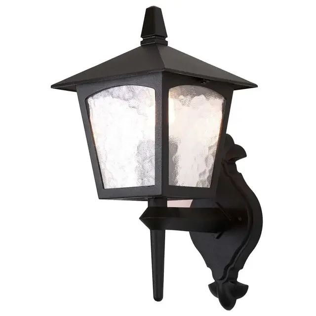 York Black Lantern Upward IP43 Wall Light