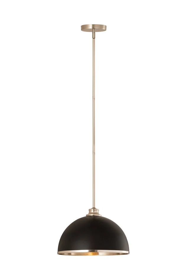 Z-Lite 1004P14-MB-BN Landry One Light Pendant, Matte Black / Brushed Nickel