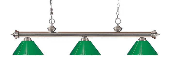 Z-Lite 100703BN-PGR Riviera Three Light Island Pendant, Brushed Nickel
