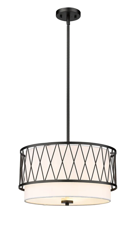 Z-Lite 198-17MB Dalton Three Light Pendant, Matte Black