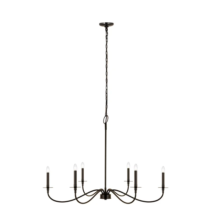 Z-Lite 2301-42MB Arrington Six Light Chandelier, Matte Black