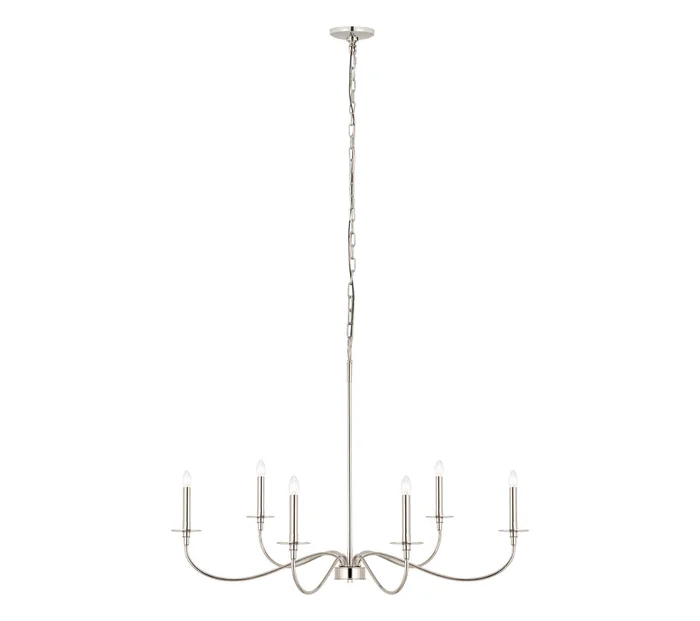 Z-Lite 2301-42PN Arrington Six Light Chandelier, Polished Nickel