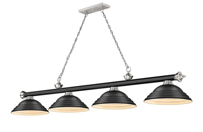 Z-Lite 2306-4MB-BN-SMB Cordon Four Light Island Pendant, Matte Black / Brushed Nickel