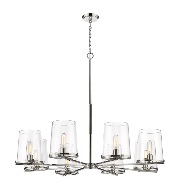 Z-Lite 3032-8PN Callista Eight Light Chandelier, Polished Nickel
