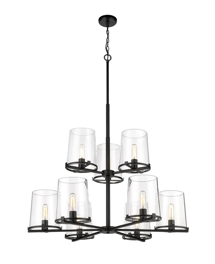Z-Lite 3032-9MB Callista Nine Light Chandelier, Matte Black