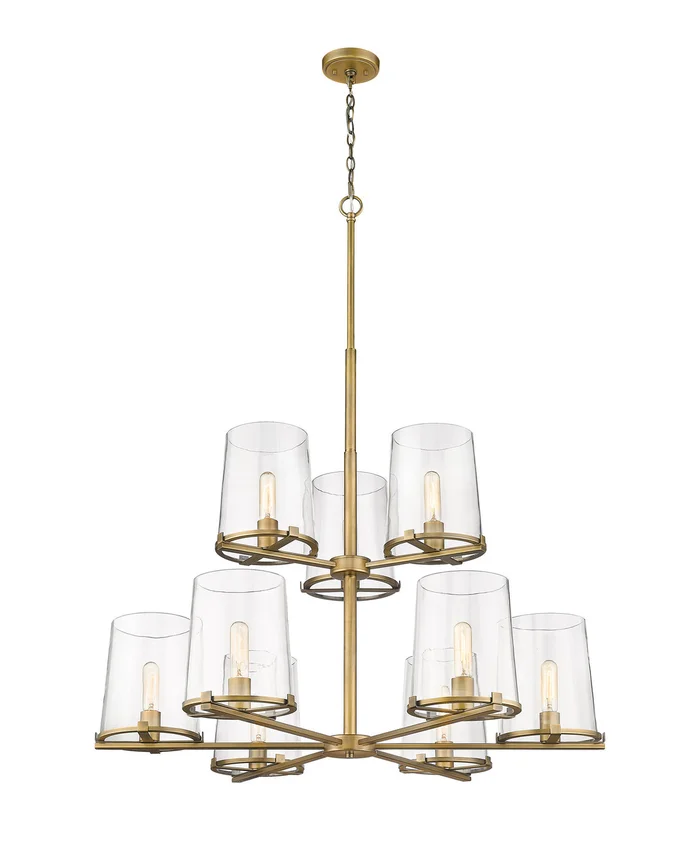 Z-Lite 3032-9RB Callista Nine Light Chandelier, Rubbed Brass