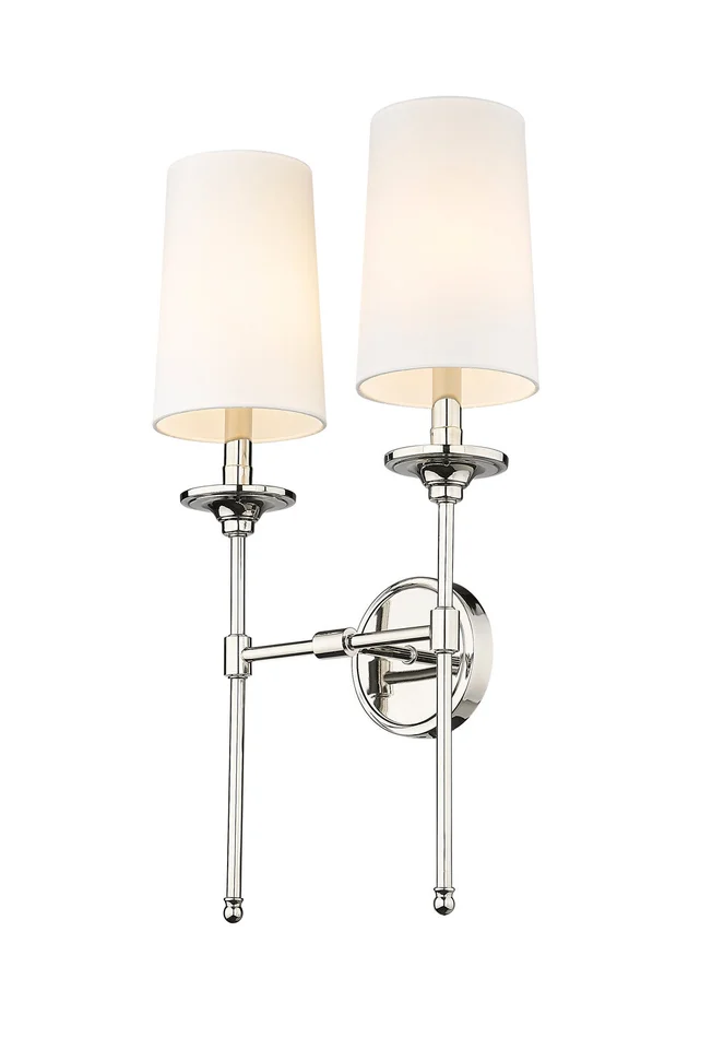 Z-Lite 3033-2S-PN Emily Two Light Wall Sconce, Polished Nickel