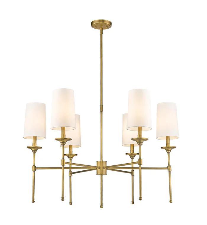 Z-Lite 3033-6RB Emily Six Light Chandelier, Rubbed Brass