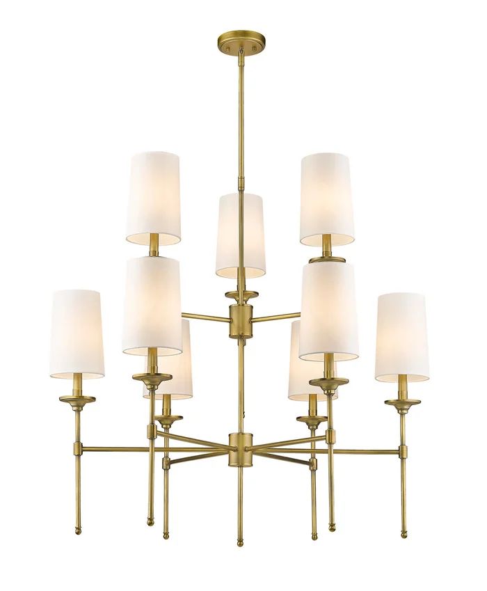 Z-Lite 3033-9RB Emily Nine Light Chandelier, Rubbed Brass