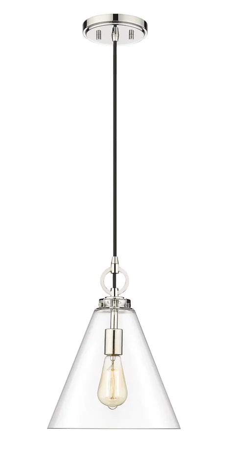 Z-Lite 3034P11-PN Harper One Light Pendant, Polished Nickel