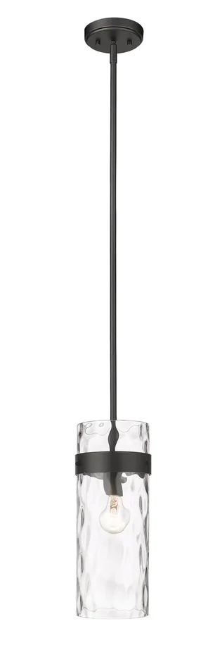 Z-Lite 3035P6-MB Fontaine One Light Pendant, Matte Black