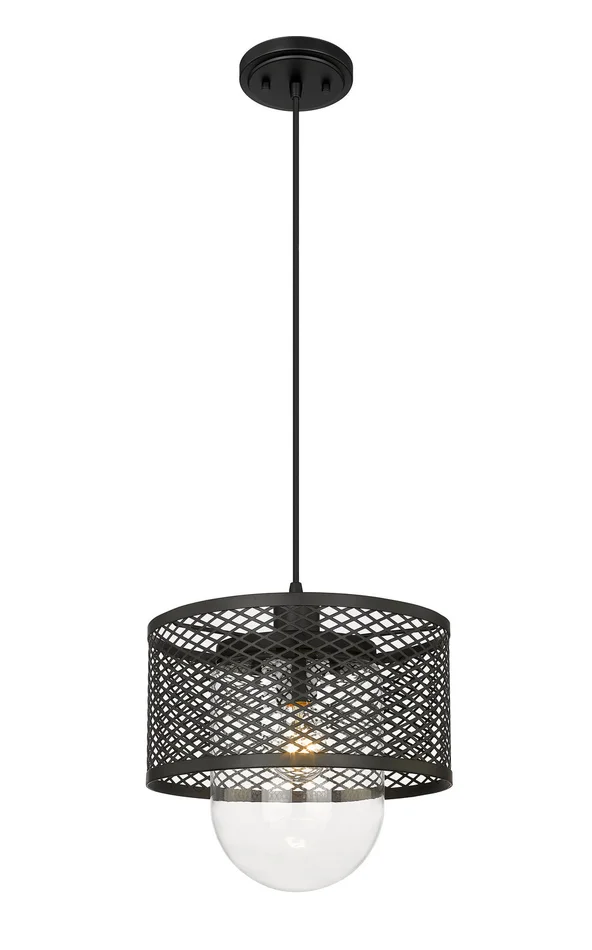 Z-Lite 3037P11-MB Kipton One Light Pendant, Matte Black
