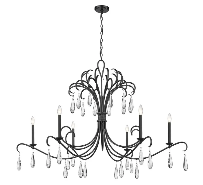 Z-Lite 3039-59MB Amara Six Light Chandelier, Matte Black