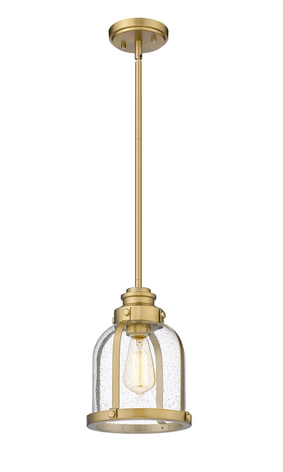 Z-Lite 337MP-HBR Burren One Light Mini Pendant, Heritage Brass