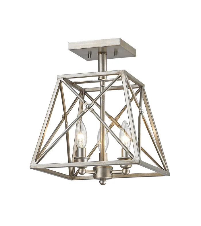 Z-Lite 447SF-AS Trestle Three Light Semi Flush Mount, Antique Silver