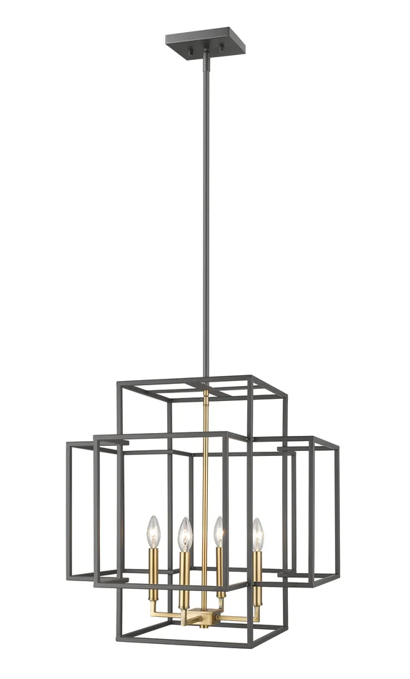 Z-Lite 454-22BRZ-OBR Titania Four Light Pendant, Bronze / Olde Brass