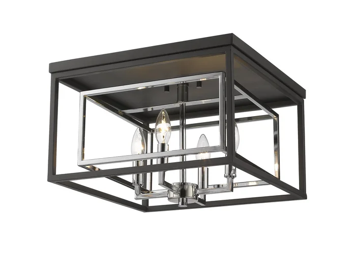 Z-Lite 457F-CH-MB Euclid Four Light Flush Mount, Chrome / Matte Black
