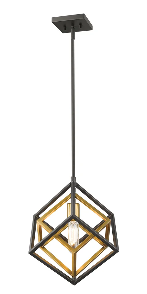 Z-Lite 457MP-OBR-BRZ Euclid One Light Mini Pendant, Olde Brass / Bronze