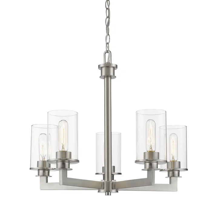 Z-Lite 462-5BN Savannah Five Light Chandelier, Brushed Nickel