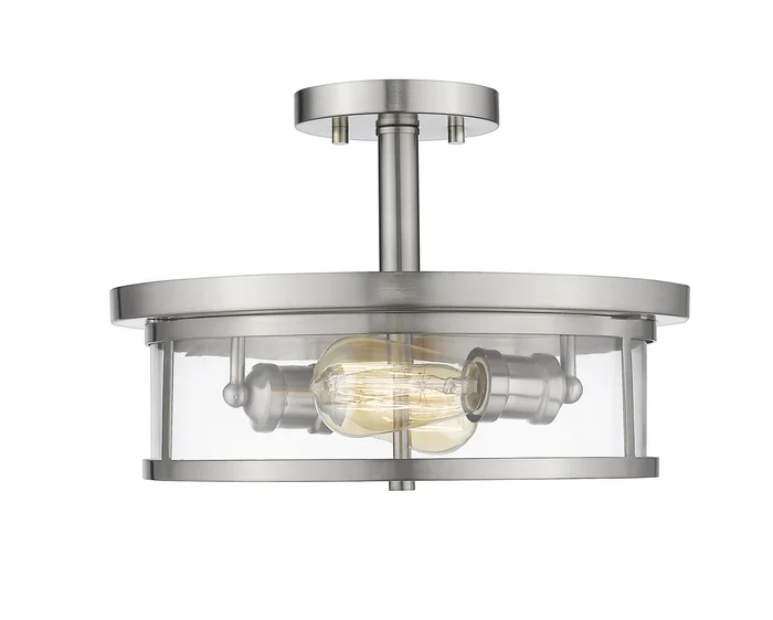 Z-Lite 462SF14-BN Savannah Two Light Semi Flush Mount, Brushed Nickel