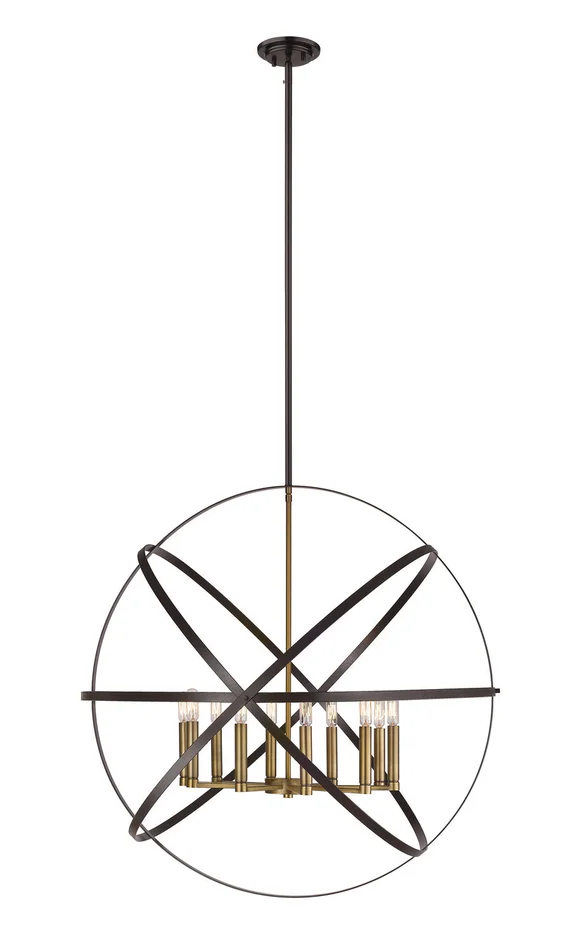 Z-Lite 463-36HBRZ-OBR Cavallo Ten Light Pendant, Hammered Bronze / Olde Brass