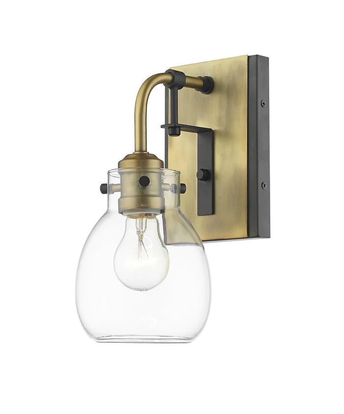 Z-Lite 466-1S-MB-OBR Kraken One Light Wall Sconce, Matte Black / Olde Brass
