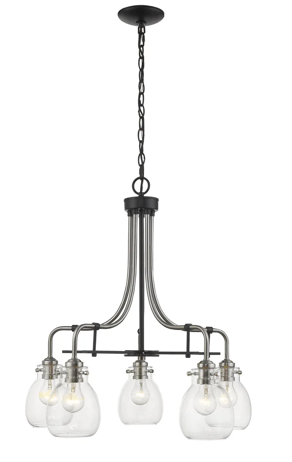 Z-Lite 466-5MB-BN Kraken Five Light Chandelier, Matte Black / Brushed Nickel