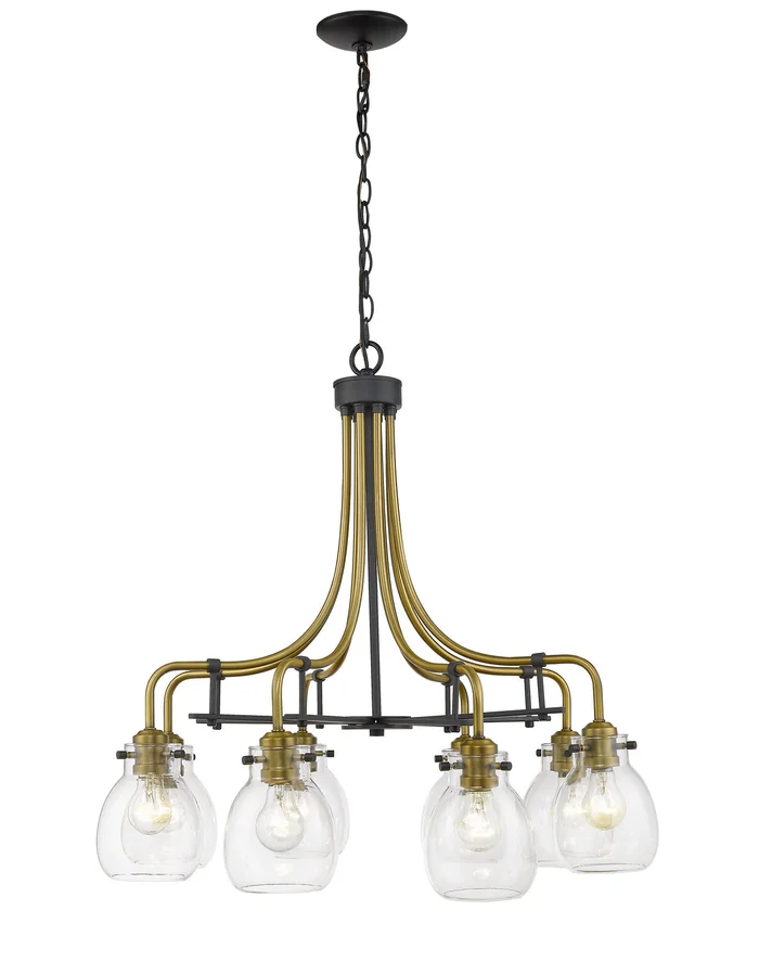 Z-Lite 466-8MB-OBR Kraken Eight Light Chandelier, Matte Black / Olde Brass