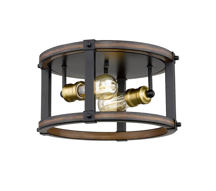 Z-Lite 472F2R-RM Kirkland Two Light Flush Mount, Rustic Mahogany