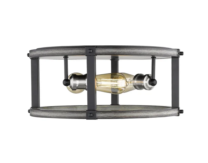 Z-Lite 472F3R-ABB Kirkland Three Light Flush Mount, Ashen Barnboard