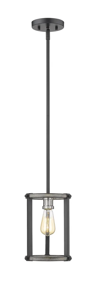 Z-Lite 472MPR-ABB Kirkland One Light Mini Pendant, Ashen Barnboard