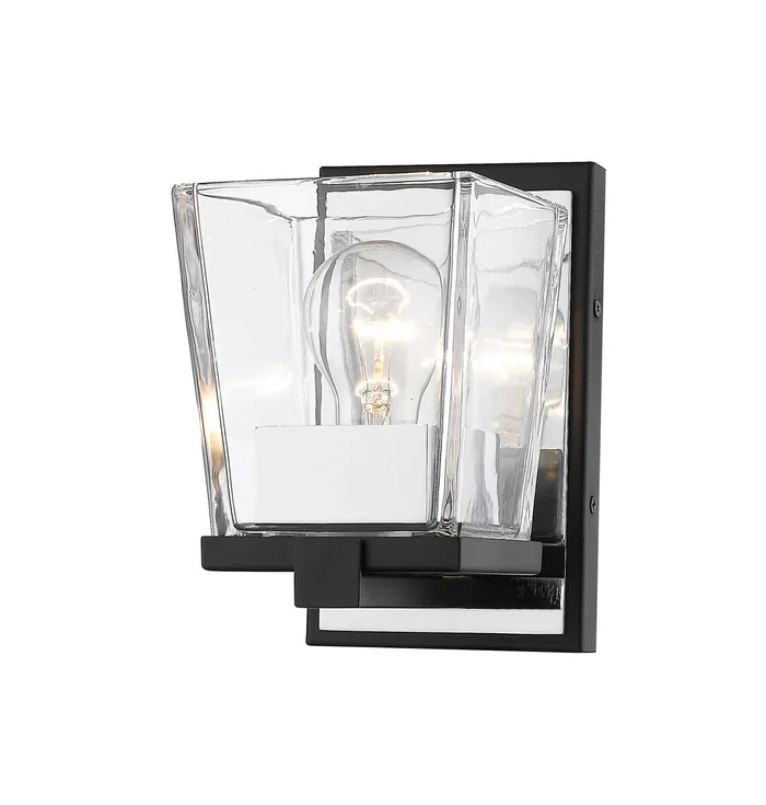 Z-Lite 475-1S-MB-CH Bleeker Street One Light Wall Sconce, Matte Black / Chrome
