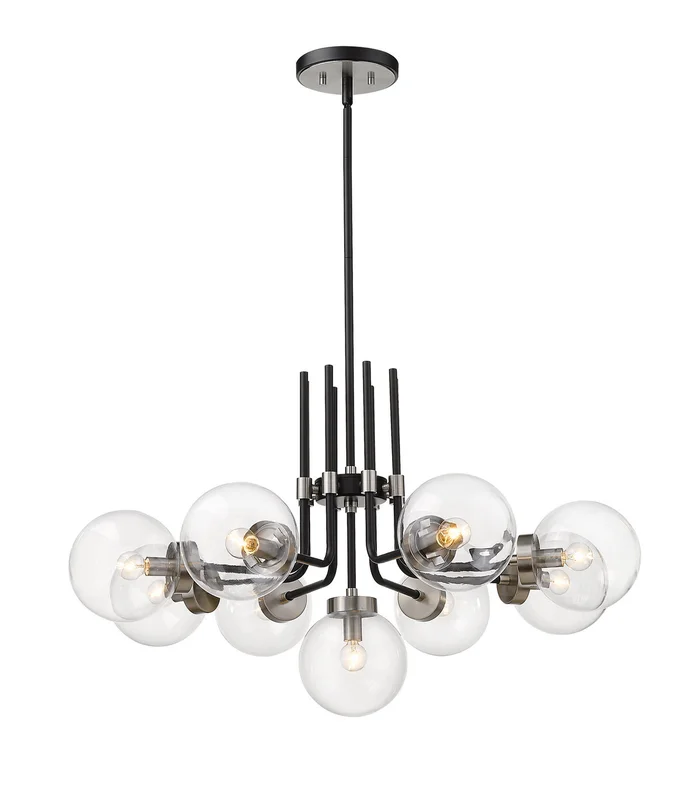 Z-Lite 477-9MB-BN Parsons Nine Light Chandelier, Matte Black / Brushed Nickel