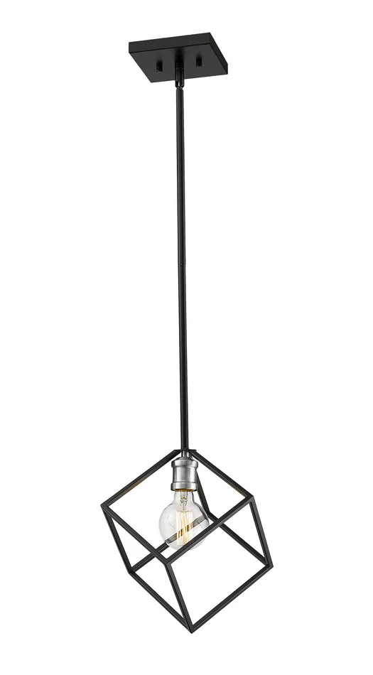 Z-Lite 478P11-MB-BN Vertical One Light Pendant, Matte Black / Brushed Nickel